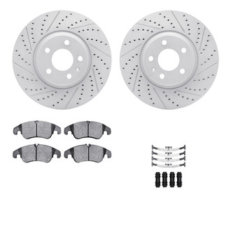 R1 Concepts® - Drilled and Slotted Front Brake Kit with Performance Sport Pads