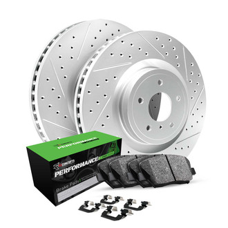 R1 Concepts® - Drilled and Slotted Rear Brake Kit with Performance Sport Pads