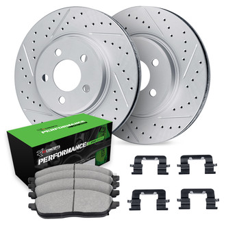 R1 Concepts® - Drilled and Slotted Rear Brake Kit with Performance Sport Pads