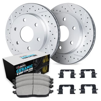 R1 Concepts® - Drilled and Slotted Front Brake Kit with Euro Ceramic Pads