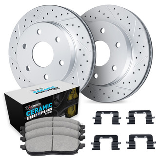 R1 Concepts® - Drilled and Slotted Rear Brake Kit with Euro Ceramic Pads