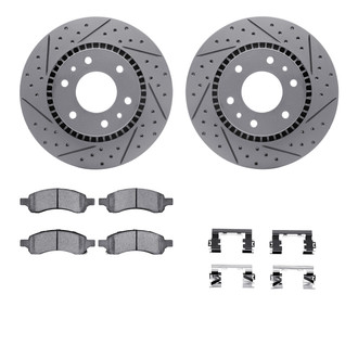 R1 Concepts® - Drilled and Slotted Front Brake Kit with Euro Ceramic Pads