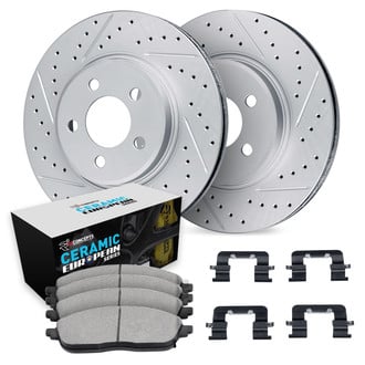R1 Concepts® - Drilled and Slotted Rear Brake Kit with Euro Ceramic Pads