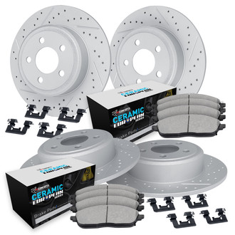 R1 Concepts® - Drilled and Slotted Front and Rear Brake Kit with Euro Ceramic Pads