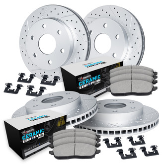 R1 Concepts® - Drilled and Slotted Front and Rear Brake Kit with Euro Ceramic Pads