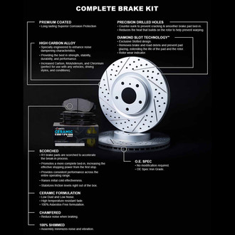 R1 Concepts® - Drilled and Slotted Rear Brake Kit with Euro Ceramic Pads