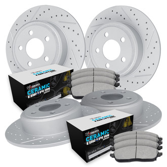 R1 Concepts® - Drilled and Slotted Front and Rear Brake Kit with Euro Ceramic Pads