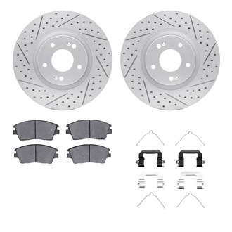 R1 Concepts® - Drilled and Slotted Front Brake Kit with Optimum OE Pads