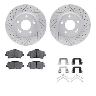R1 Concepts® - Drilled and Slotted Front Brake Kit with Optimum OE Pads