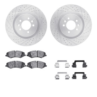 R1 Concepts® - Drilled and Slotted Front Brake Kit with Optimum OE Pads