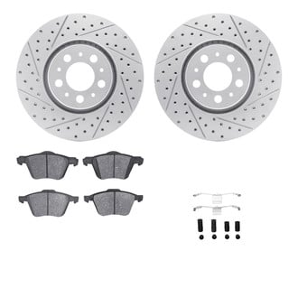 R1 Concepts® - Drilled and Slotted Front Brake Kit with Optimum OE Pads