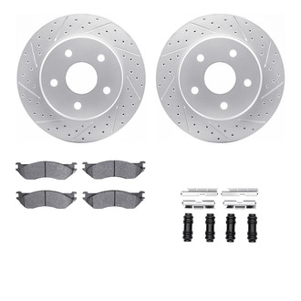 R1 Concepts® - Drilled and Slotted Front Brake Kit with Optimum OE Pads