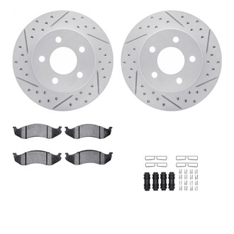 R1 Concepts® - Drilled and Slotted Front Brake Kit with Optimum OE Pads