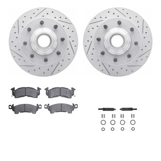 R1 Concepts® - Drilled and Slotted Front Brake Kit with Optimum OE Pads