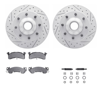 R1 Concepts® - Drilled and Slotted Front Brake Kit with Optimum OE Pads