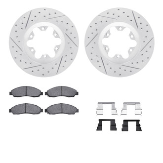 R1 Concepts® - Drilled and Slotted Front Brake Kit with Optimum OE Pads