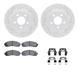 R1 Concepts® - Drilled and Slotted Front Brake Kit with Optimum OE Pads