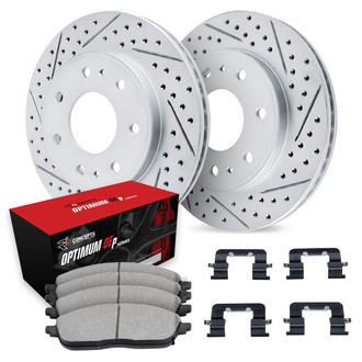 R1 Concepts® - Drilled and Slotted Rear Brake Kit with Optimum OE Pads