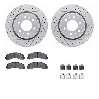 R1 Concepts® WBUH1-54223 - Drilled and Slotted Front Brake Kit with Optimum OE Pads