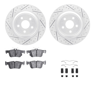 R1 Concepts® WBUH1-55009 - Drilled and Slotted Rear Brake Kit with Optimum OE Pads