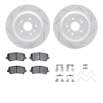 R1 Concepts® - Drilled and Slotted Rear Brake Kit with Optimum OE Pads