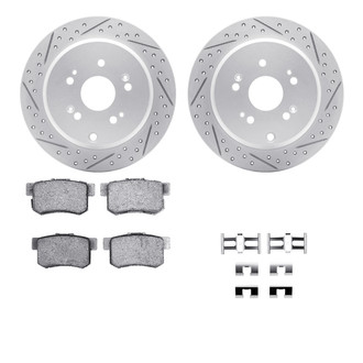 R1 Concepts® - Drilled and Slotted Rear Brake Kit with Optimum OE Pads