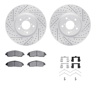 R1 Concepts® - Drilled and Slotted Front Brake Kit with Optimum OE Pads