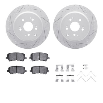 R1 Concepts® - Drilled and Slotted Rear Brake Kit with Optimum OE Pads