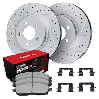 R1 Concepts® - Drilled and Slotted Front Brake Kit with Optimum OE Pads