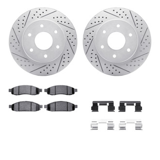 R1 Concepts® - Drilled and Slotted Front Brake Kit with Optimum OE Pads