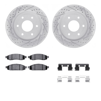 R1 Concepts® - Drilled and Slotted Front Brake Kit with Optimum OE Pads