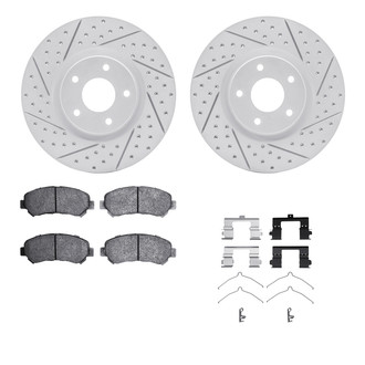 R1 Concepts® - Drilled and Slotted Front Brake Kit with Optimum OE Pads