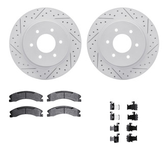 R1 Concepts® - Drilled and Slotted Front Brake Kit with Optimum OE Pads