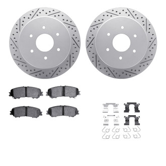 R1 Concepts® - Drilled and Slotted Rear Brake Kit with Optimum OE Pads