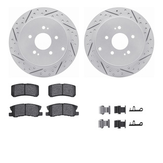 R1 Concepts® - Drilled and Slotted Rear Brake Kit with Optimum OE Pads