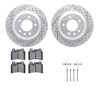 R1 Concepts® - Drilled and Slotted Rear Brake Kit with Optimum OE Pads