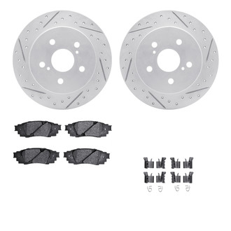 R1 Concepts® - Drilled and Slotted Rear Brake Kit with Optimum OE Pads