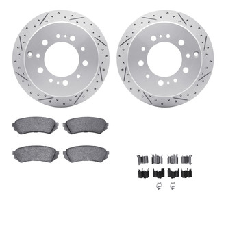 R1 Concepts® WBUH1-76116 - Drilled and Slotted Rear Brake Kit with Optimum OE Pads