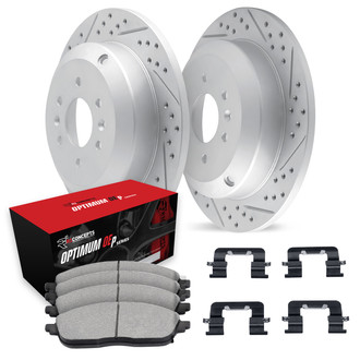 R1 Concepts® - Drilled and Slotted Rear Brake Kit with Optimum OE Pads