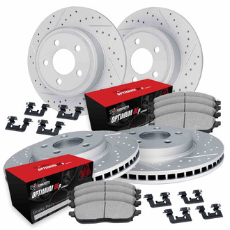 R1 Concepts® - Drilled and Slotted Front and Rear Brake Kit with Optimum OE Pads