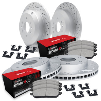 R1 Concepts® - Drilled and Slotted Front and Rear Brake Kit with Optimum OE Pads
