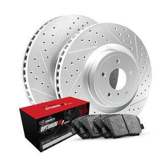 R1 Concepts® - Drilled and Slotted Rear Brake Kit with Optimum OE Pads
