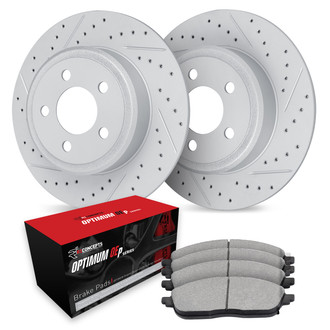 R1 Concepts® - Drilled and Slotted Rear Brake Kit with Optimum OE Pads