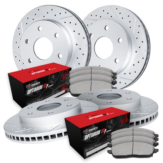 R1 Concepts® - Drilled and Slotted Front and Rear Brake Kit with Optimum OE Pads