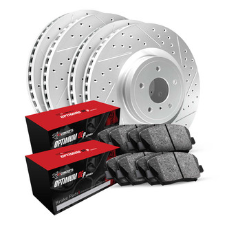 R1 Concepts® - Drilled and Slotted Front and Rear Brake Kit with Optimum OE Pads