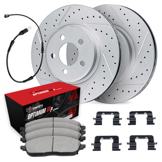 R1 Concepts® - Drilled and Slotted Rear Brake Kit with Optimum OE Pads