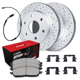R1 Concepts® - Drilled and Slotted Front Brake Kit with Optimum OE Pads