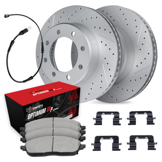 R1 Concepts® - Drilled and Slotted Front Brake Kit with Optimum OE Pads