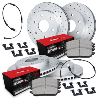 R1 Concepts® - Drilled and Slotted Front and Rear Brake Kit with Optimum OE Pads