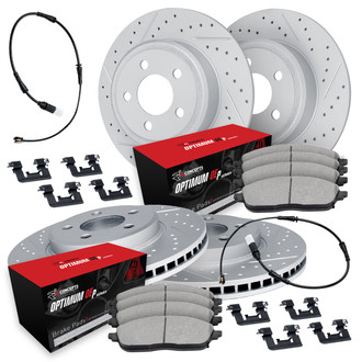 R1 Concepts® - Drilled and Slotted Front and Rear Brake Kit with Optimum OE Pads
